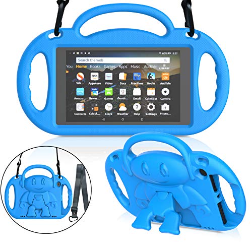 MENZO Kids Case for All-New Fire HD 8 2018/2017 - Shockproof Convertible Handle Light Weight Protective Stand Cover Kids Case for Fire HD 8" (2017 and 2018 Releases) Tablet, Blue