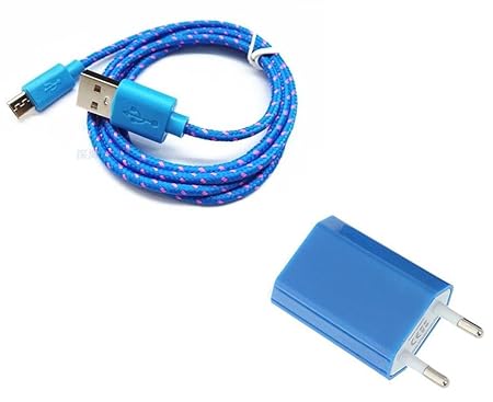 Samsung Reido Textil 2m (Blau) 2in1 Set S4 S5 S6 S7 S7edge S3 S2 S3Mini S5mini (kein Original)