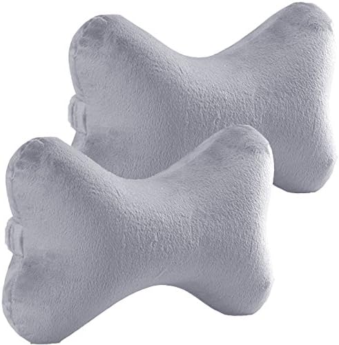 2 Packs Dog Bone Shaped Travel Neck Pillows Memory Foam Car Bus Truck Driving Comfort Head Rest Support (Grey)