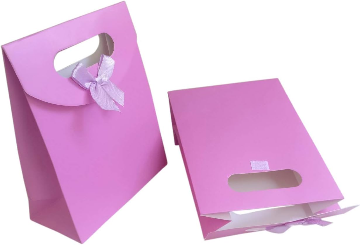 Aumni Crafts Small Plain Paper Gift Bags for Small Gifts and Chocolates Return Gift Party Favor Bags 16x12cm Violet Pink (Pack of 12 Pieces)