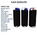 Slim Can Sleeves - Set of 6 Can Neoprene Beverage Coolers (6Pack - Black)