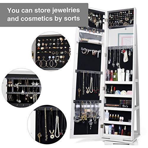 Titan Mall Armoire Jewelry Cabinet Standing Jewelry Organizer Jewelry Armoire with Mirror 360 Rotating Mirrored Jewelry Cabinet Armoire Mirror with Jewelry Storage
