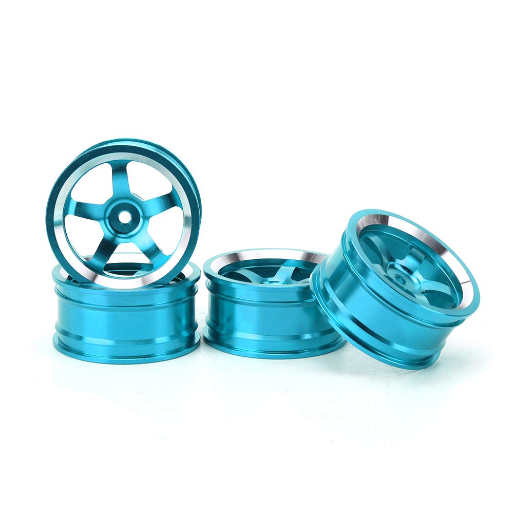 Ichiias Aluminum Alloy 4Pcs High Strength RC Car Wheel Hub, RC Wheel Hub, 1/10 Wheel Hub Wheel Hub Accessory for RC Truck RC RC Drift Car RC Touring Car(blue)