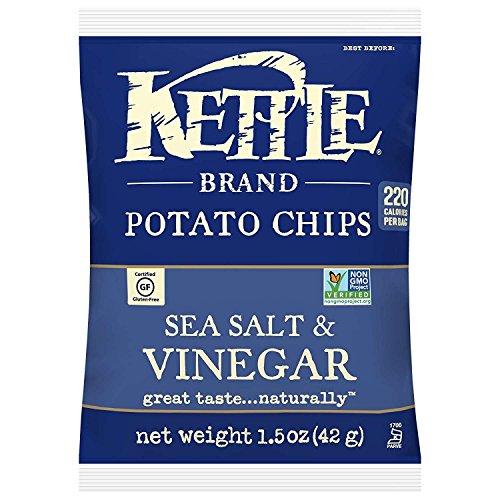 Kettle Brand Potato Chips, Sea Salt and Vinegar, 1.5 Ounce (Pack of 24)