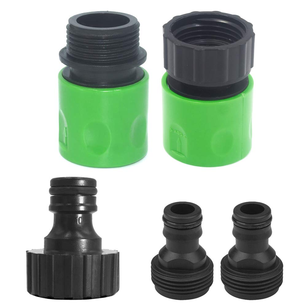 Skystuff Garden Hose Connector Kit with 3/4" Female Thread, 3/4" Male Connector, Tap Connector and 2 Pieces Male Thread Adapter for Garden, Home, Outdoor