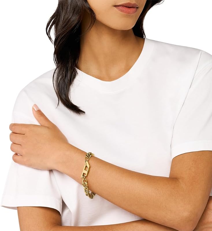 Herren Kettenarmband Gold Edelstahl Armband DX1511710, Einheitsgröße, Edelstahl, Kein Edelstein