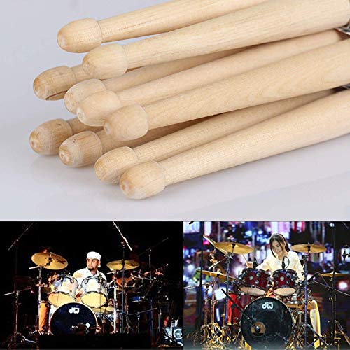 Drum sticks Set 2 Pair 5A Non-Slip Drum Sticks Classic Maple Wood, 1 Pair red 1 Pair black with a Velvet Drawstring Bag