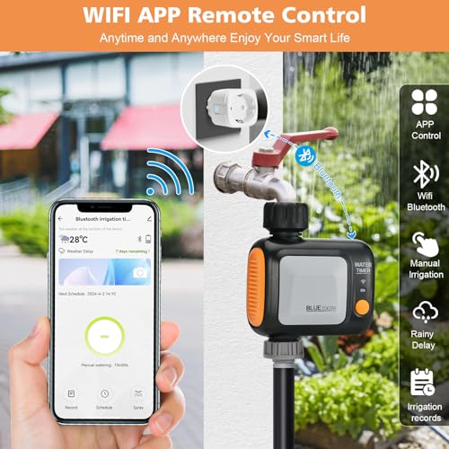 Johgee WiFi Watering Timer, Automatic Watering Timer with WiFi Hub, APP and Voice Control, Programmable Irrigation Timer and Remote Watering for Garden, Lawn