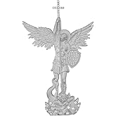 HarlemBling MOISSANITE - St Michael Slaying Dragon Pendant - Solid 925 Sterling Silver Necklace Matte Sandblasted Finish- 3 Sizes 1