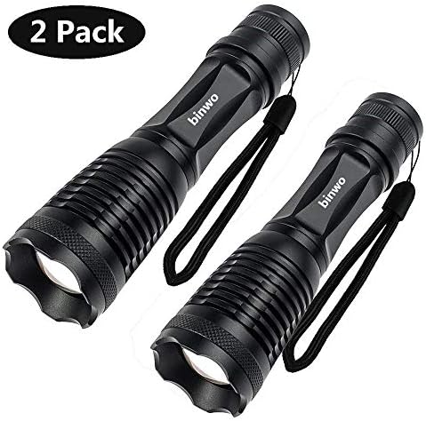 Flashlight - Binwo Flashlights Super Bright 2000 Lumen XML T6 LED Flashlight, Portable Outdoor Water Resistant Torch Light Zoomable Flashlight with 5 Light Modes, 2 Pack