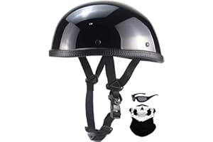 AZGAMES German Motorcycle Helmet, Adult Half Helmet, Open Helmet, DOT Approved Vintage Half face Helmet for Cruiser Scooters and Motorbikes.