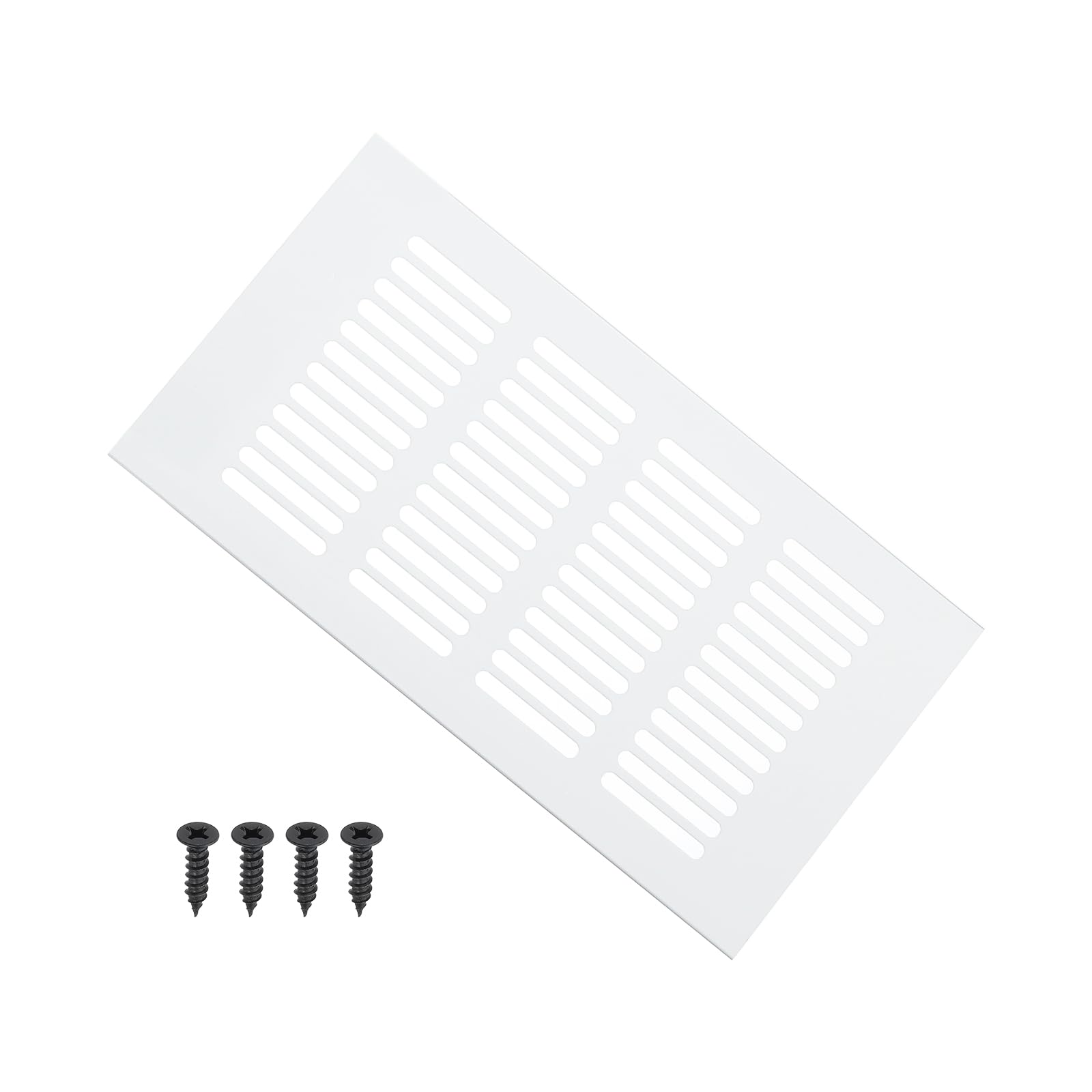 PATIKIL 8 x 4 Inch Door Air Vent Cover, 1 Pcs Heavy Duty Aluminum Grille Ventilation Cover Louvered with Mounting Screws for Cabinet Wardrobe Door, Silver
