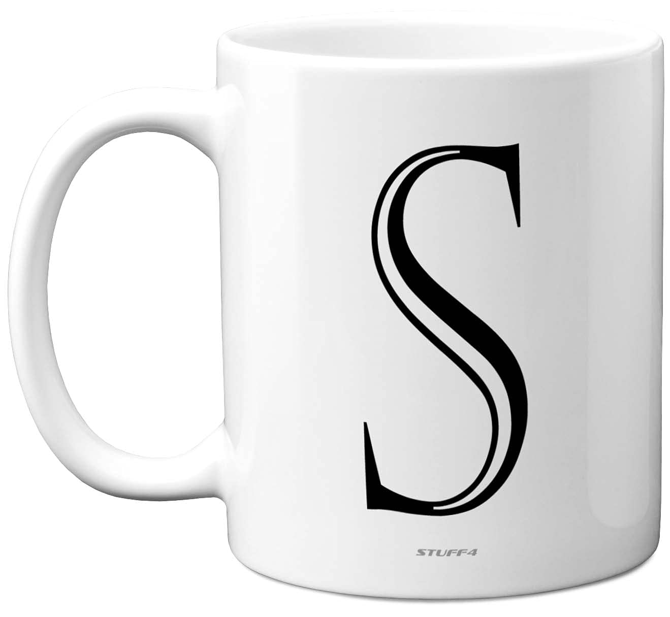 Stuff4 Personalised Alphabet Initial Mug - Letter S Mug, Gifts for Him Her, Fathers Day, Mothers Day, Birthday Gift, 11oz Ceramic Dishwasher Safe Anniversary, Valentines, Christmas, Retirement