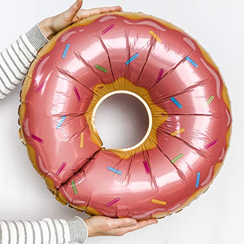 2 Pack Donut Balloons Variety by Bobee, Frosted Pink Sprinkles and Take a Bite Out Donut Balloon, Over 2 feet Wide Each