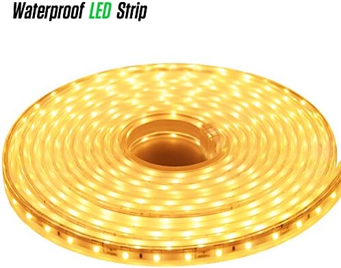 LUXJET 12V 16.4ft LED Rope Lights Under Cabinet Strip Light Kit, IP65 Waterproof 2835SMD 300LEDs, 3000K Warm White for Indoor Outdoor, Restaurant Bar, Home Kitchen Closet Lighting