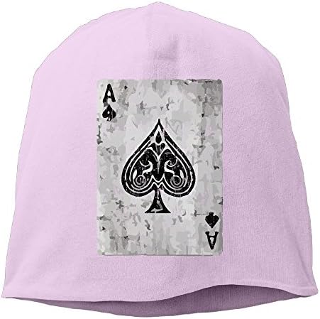 Rdiep Ace Of Spades Card Vintage Unisex Stretch Beanie Skull Cap Knit Hat For Men Women Pink Winter Hat