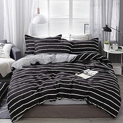 Amazon Kimko 掛け布団かバー寝具 ふとんカバー ストライプ柄 簡単な 流行の 調和のとれた色の組み合わせ 通気性強さ 超細い繊維 四季適用 速乾4点セット 布団カバー ベッドシーツ 枕カバー 2 しま模様 シングル 1 5 寝具カバーセット オンライン通販