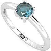 LUSTRE AND LIGHT Natural London Blue Topaz Stackable Ring for Women in Sterling Silver, November Birthstone Jewelry Gifts for Her (Round, Oval, Pear)