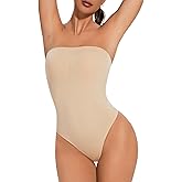 USEASY Strapless Shapewear Bodysuit Tummy Control Body Suits for women Seamless Thong Shapewear Tummy Control Beige M