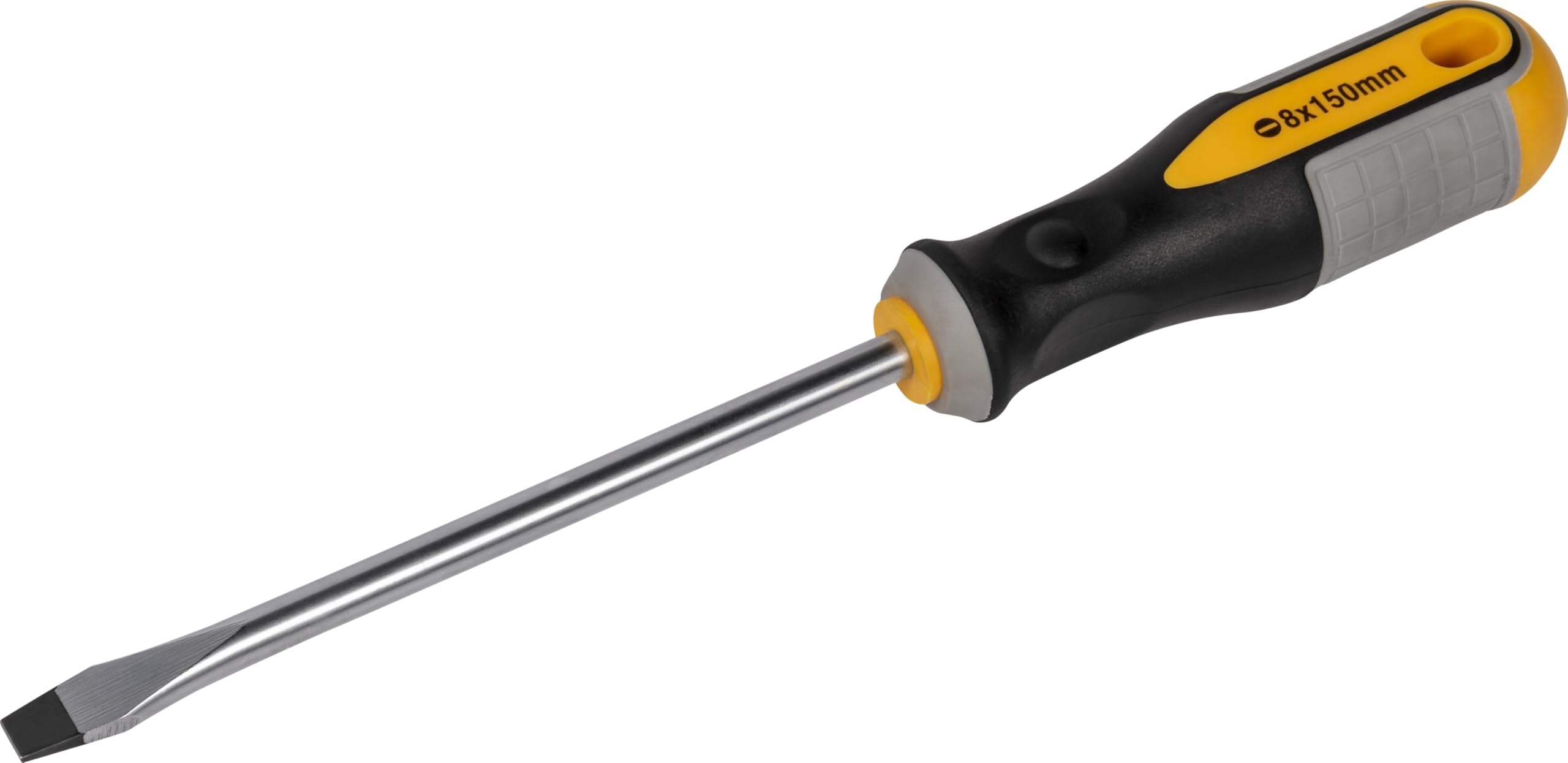 Roughneck Slotted Flared Screwdriver - Magnetic Tip, S2 Steel Blade & Soft Grip Handle – 8 x 150mm