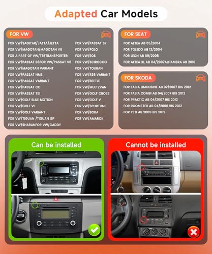 8 Core 6G+128G Android Autoradio pour VW Golf 5 6 Passat Polo Tiguan Touran Caddy Skoda Seat 7 Pouces Autoradio avec Sans Fil Carplay Android Auto GPS Navi WiFi Bluetooth FM/RDS/DSP EQ Caméra de Recul