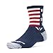 Swiftwick - Vision Five Spirit Cycling and Running Socks - Moisture Wicking, Seamless Toe, Cushioned, Compression Crew Socks - Made in The USA - Blue/White/Red, Medium