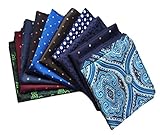MENDENG Mens 10 Pack Assorted Cotton Polka Dots Pocket Square Handkerchief Hanky
