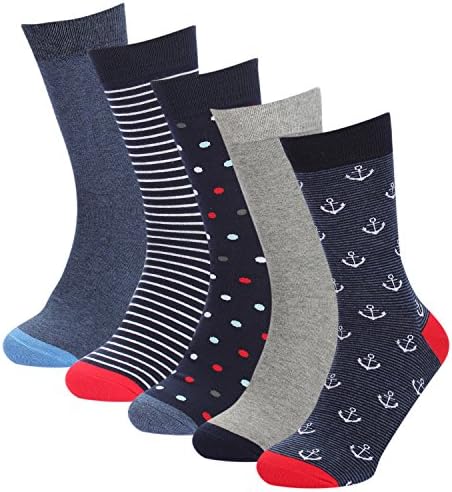 HOYOLSMen’s Color Casual Dress Sock Novelty Funny Pattern Cotton Socks Hoyols