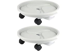 OYSIR 10 Inch Plant Caddy with Wheels & Water Container, 10.4" Round Plant Tray with Water Drawer, Rolling Planter Stand, for Indoor Outdoor, Bearing 110 Lbs, 2 Pack