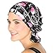 Delia By Chemo Beanies,Black Floral,One Size