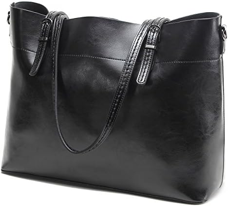 Large Genuine Leather Purse Women Crossbody Tote Handbags, Vintage Shoulder Bag Fit Laptop Up to 14.1’’