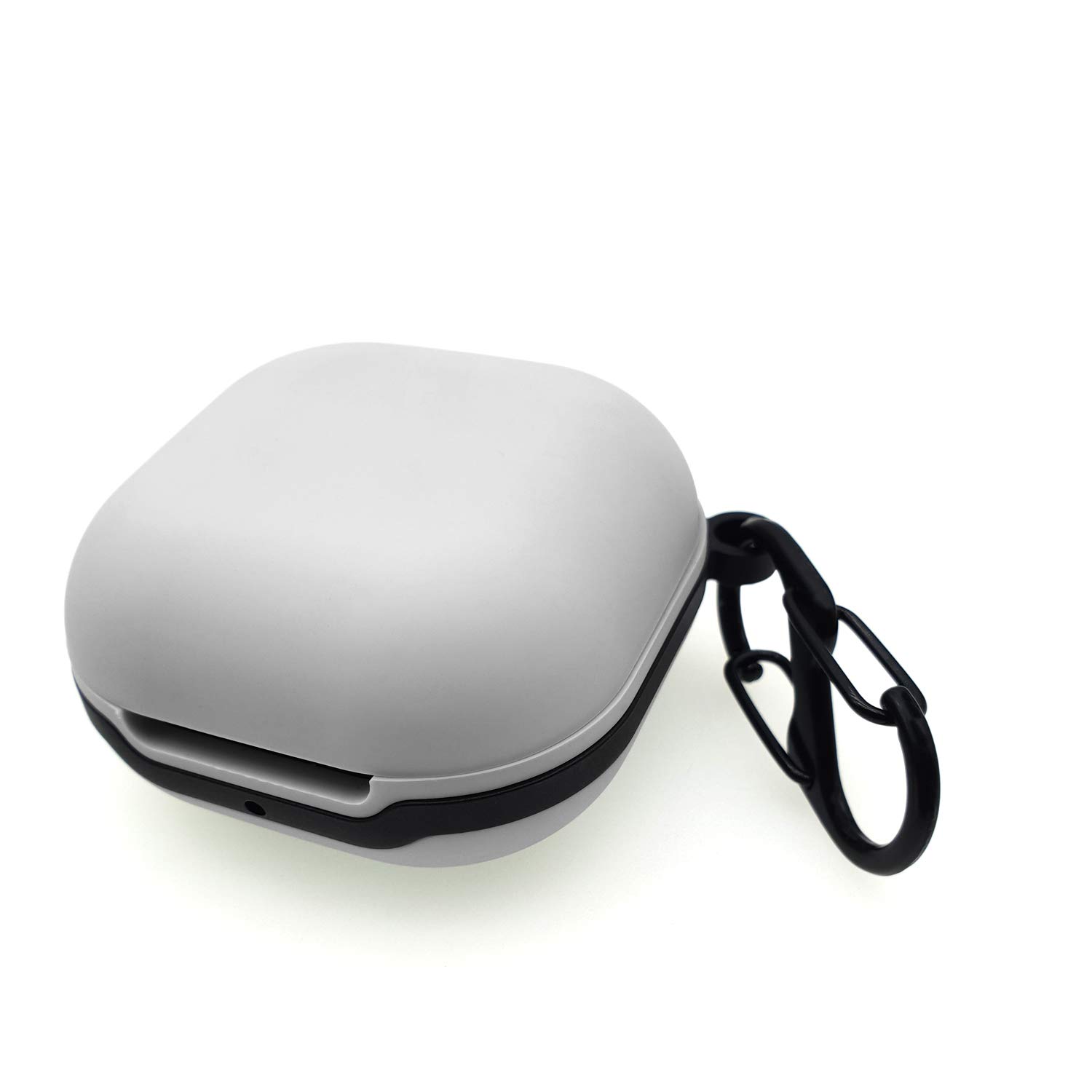 sciuU Protective Silicone Case compatible with Samsung Galaxy Buds Live, Skin Cover with The Stainless Shockproof Secure Ring for Wireless Earbuds Charging Case with Anti-Lost Carabiner, Grey