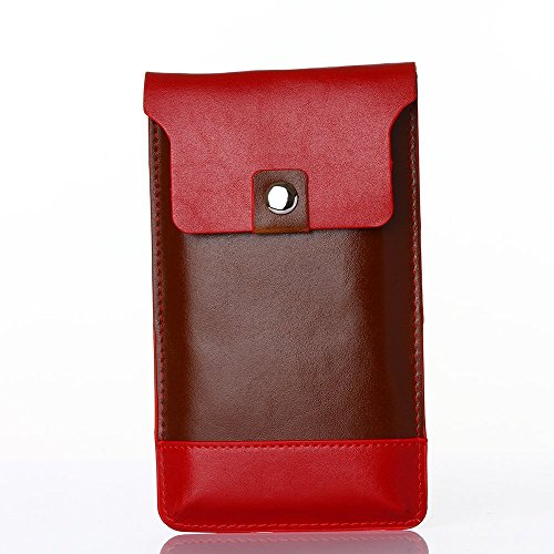 Cell phone Purse Bag by Rinastore, Crazy Horse Pattern Leather Wallet Side Pouch Waist Bag with Carabiner Hook for Apple iPhone/Samsung Galaxy Series and Other Phones under 6.5 inches (Maroon)