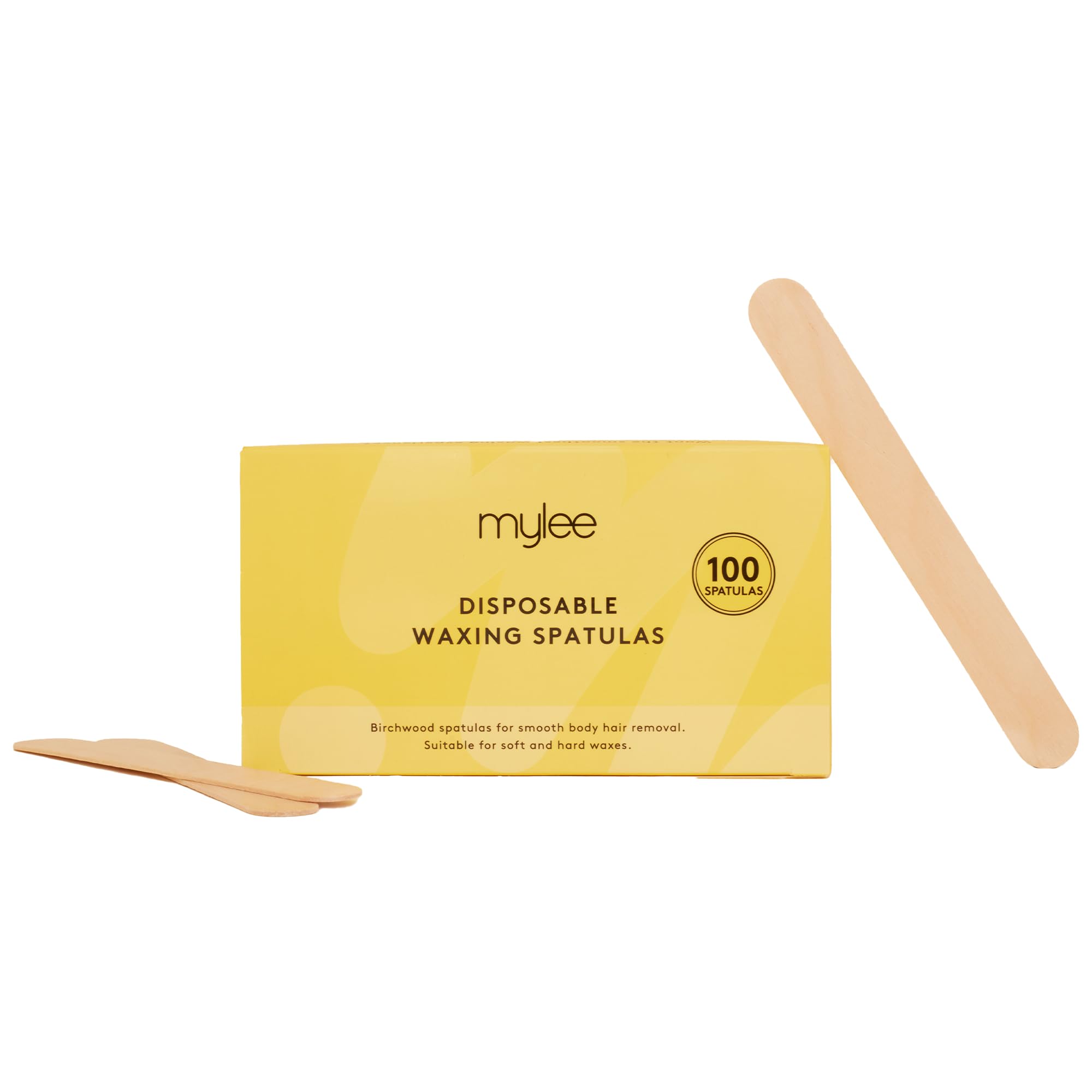 Mylee Premium Salon Quality Disposable Wooden Spatulas for Waxing, Pack of 100, Hygenic and Suitable for Warm and Hot Waxes