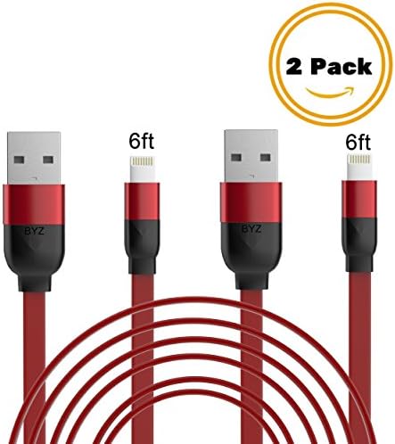 TOBETB 2 Pack Lightning Charging Cable 6ft Red