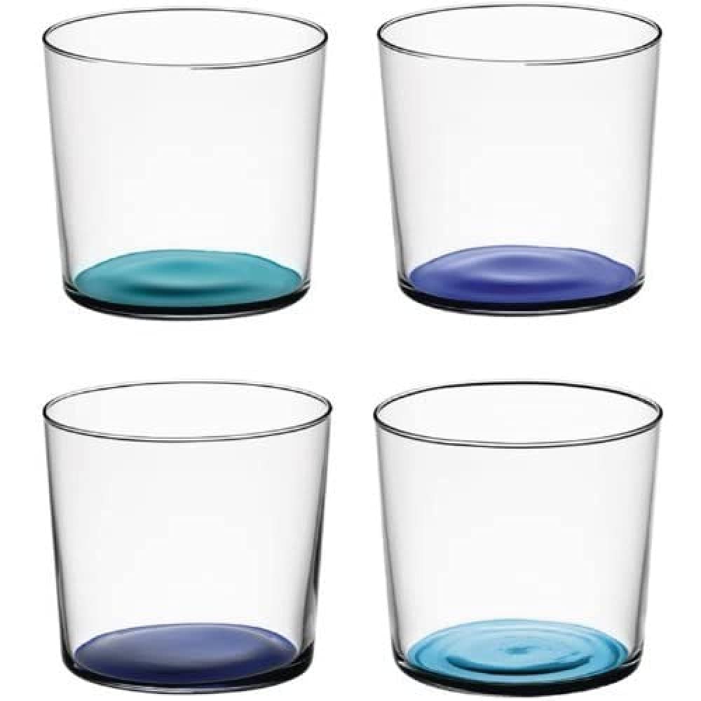 LSA International Coro Tumbler 310ml Lagoon Assorted | Set of 4 | Hand Painted Glassware | CZ12, Blue