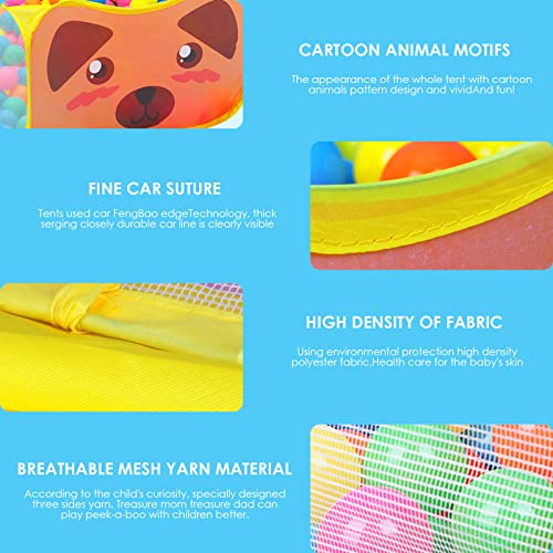 Ball Pool Baby Tent Children's Tent Foldable Cartoon Design for Children with Basketball Hoop, Pink Balls Playpen Baby (Balls Not Included)