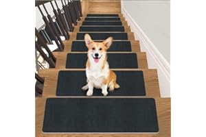 Stair Treads Carpet for Wooden Steps(15 Pack), 21.6 x 8.6IN Self-JAYFAN Adhesive Non Slip Stair Treads Mat, Safety Indoor Sta