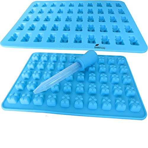 2 Pack 50 Cavity Silicone Gummy Bear Candy Chocolate Mold With a Bonus Dropper Making Cute Gift For Your Kids