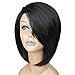 HANNE Side Swept Bangs Wig Short Synthetic Hair Bob Wigs for Women (1B)