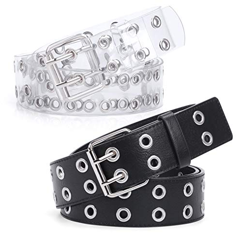 WERFORU Pack Clear Double Grommet Belts With Holes for Women