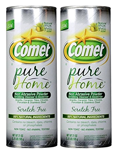 (CN) Comet (French) Pure Home Non Abrasive Powder Scrubbing Cleanser & Deodorizer Lemon Grass Scent (2)