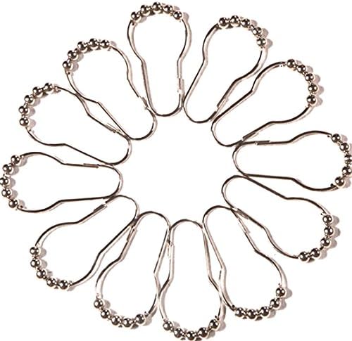 Pactical 12pcs Practical Stainless Steel Bath Rollerball Shower Curtain Hooks Glide Rings Convenient Home Bathroom Accessories