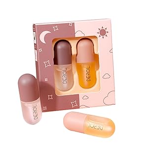 Lip Plumper Set, Natural Lip Plumper and Lip Care Serum, Lip Enhancer for Fuller, Beautiful Fuller, Hydrating & Reduce Fine Lines,Day&Nigh