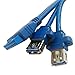 JIUWU USB 3.0 19-Pin to Dual Port A Female Cable 75cm Blue for Front Panel