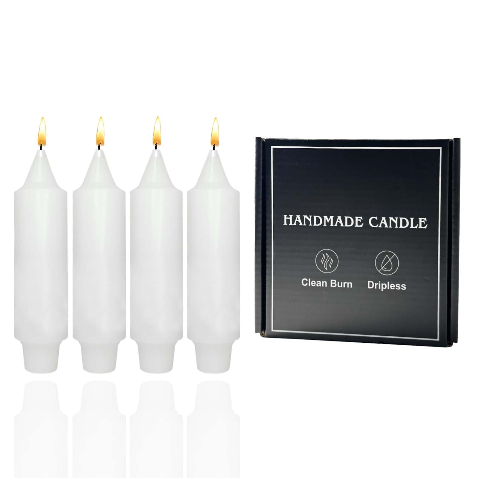 Photo 1 of 5 inch White Taper Candles,Set of 4PCS Hand Made Taper Candle, Small Candlesticks, dripless Taper Candle, for Home Dinner, Party, Wedding, Halloween (4, White, 5 inch)
