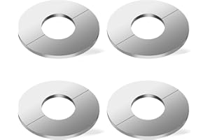 4Pcs Wall Split Flange, Self-Adhesive tape Round Escutcheon: Chrome Pipes Plate- Faucet Decoration Accessories, MAYYAYA Silver Stainless Steel Cover for Kitchen, Bathroom, Balcony Pipes (Hole 27mm)
