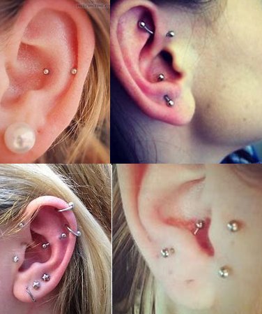 vcmart Tragus Rook Snug Earrings-Internally Threaded Eyeborw Medusa Vertical Labret Navel Ring Surgical Steel Body Piercing Studs Jewelry Sliver - Thumbnail 2