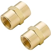 Legines Acoplamiento de latón 1/4" NPT hembra × 1/4" NPT hembra acoplador hexagonal cabeza tubería 1200psi (paquete de 2)