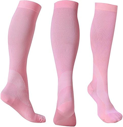 Compression Socks 20-30 mmhg for Flight, Maternity, Athletics, Travel, Nurses - Medical Care Grade for Shin Splints, Calf and Leg Pain - Running Socks for Women &amp; Men (M, pink)
